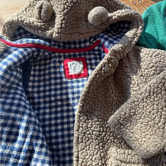 Mini Boden Brown Fleece Coat and Green Cardigan Set - Picture 4 of 5